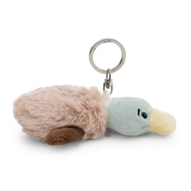63062 -Portachiavi con Peluche a Forma di Anatra, per Lo Zaino o la Borsa di Grandi e piccini, 10 cm, Marrone