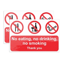 Direct Safety Signs - No Eating No Drinking No Smoking Signs Stickers 2 x Window Signs For Taxis, HGV, Minibus, Lorry Vehicles - Pack Of 2 No Food Or Drink Sign Taxi Stickers