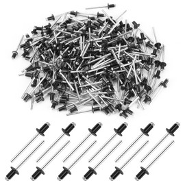 Kayqbonke Pack of 200 Blind Rivets Aluminium Rivets Pop Rivets 4 mm x 6 mm Blind Rivets Anthracite Large Head Black Pop Rivets Blind Rivets Set for Buildings, Ships, Cars and Furniture