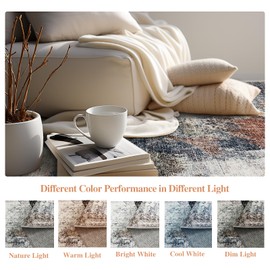 Ruicharm Area Rugs 5x7 Washable: Machine Washable Rugs Carpet for Living Room Bedroom Aesthetic - Low Pile Non Slip Rug - Modern Abstract Soft Rug for Dining Room Table - Red Rust Grey