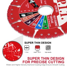 P.I.T. 3-Pack 4-1/2" Vacuum Brazed Diamond Cutting Disc, 7/8" Arbor Angle Grinder Blade for Rebar, Angle Iron,Stainless Steel, Long Life 5000+ Cuts