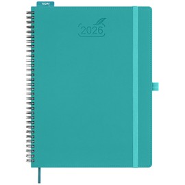 BEZEND 2026 Planner Weekly and Monthly (8.5" x 11" Spiral) Daily Calendar with Hourly Timeslots & Tab (Jan-Dec) Note & Expenses, Pen Holder, Inner Pocket, Vegan Leather Softcover - Turquoise