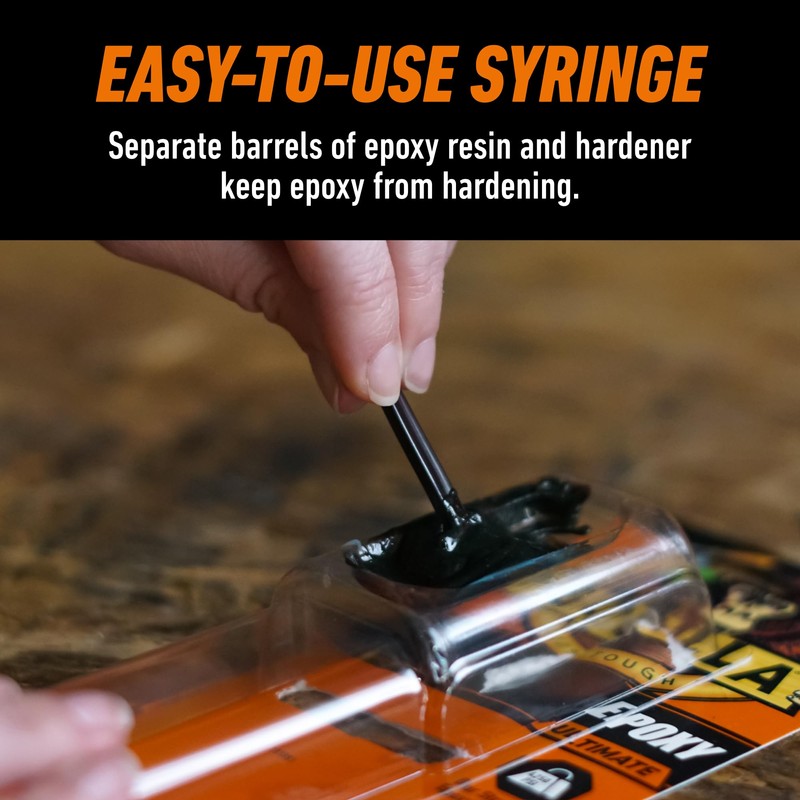 Gorilla Epoxy Ultimate, Waterproof, 10 Minute Set, Permanent Bond, Dries
