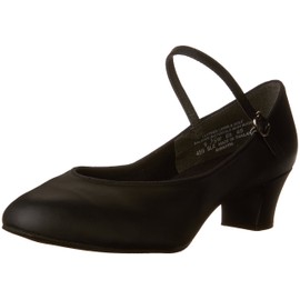 Capezio Women's Suede Sole Jr. Footlight Character Shoe, Black, 7.5 Wide