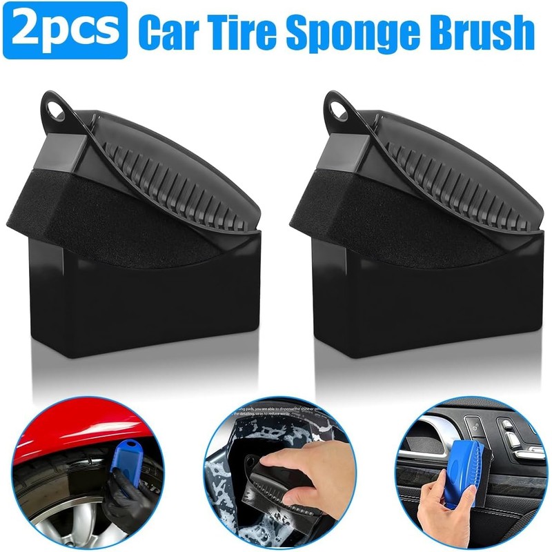 2Pcs Car Wheel Waxing Sponge and Tire Shine Applicator Pad