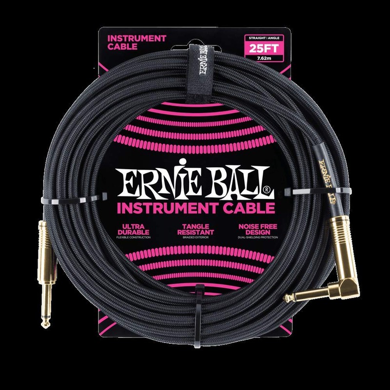 Ernie Ball - Cable trenzado para instrumentos, recto/acodado, 7,6 m,