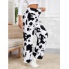 FUVYKOL Women's Cow Fuzzy Fleece Pajama Pants High Waist Elastic
