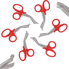 OdontoMed2011 Set of 6 Pieces EMT Shear, Trauma Scissors, EMS, Scissors for Nurses, Stainless Steel with Plastic Handle (5.5", Red Color Handle)