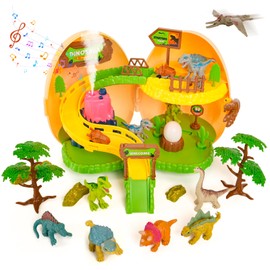 ARCTURINE Dinosaur Toys for Kids 3+, Foldable Dinosaur Eggs with Dinosaur Figures Erupting Volcano Interactive Dinosaur Toy Set for Boys Girls Birthday Gifts