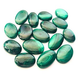 CRYSTALMIRACLE Malachite Gemstone Single Pocket Stone Cabochon Crystal Healing Metaphysical Energy Reiki Feng Shui Gift Spiritual Palm Stone for Unisex (Green, Size: 1 Inch Approx. each)