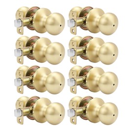 goldenwarm Gold Interior Door Knob, Privacy Door Knob, Gold Bedroom Door Knobs, Door Knobs Interior Bulk, Privacy Door Knobs for Bedroom or Bathroom(8 Pack)