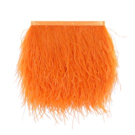 AWAYTR Ostrich Feather Trim Fringe - Satin Ribbon Dress Sewing Crafts Costumes Decoration Pack of 10 Yards(Orange)
