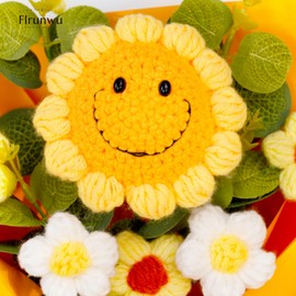 Flrunwu Artificial Sunflowers Bouquet Hand-Woven Rose Artificial Flower(Pack of 1), Suitable for Family Table Decoration, for Girlfriend Mother,Valentine's Birthday Wedding Gift(Sunflower Yellow)