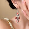 Allereya Boho Ethnic Pearl Drop Earrings Red Gemstone Chandelier Earrings