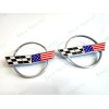 AUTO 2PC Chrome Front & Rear Gas Lid Blue Cross