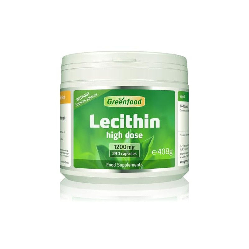 Greenfood Lecithin, 1200 mg, 240 Capsule, Highly dosed - Without