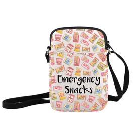 JXGZSO Emergency Snacks Food Crossbody Bag Foodie Reusable Shoulder Bag Food Safe Pouch Bag Snack Lover Gift (Emergency Snacks 01 Crossbody)