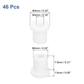 QUARKZMAN Pack of 46 White Rubber Grommets 1/4 Inch (6 mm) Drill Hole, 3/16 Inch (4 mm) ID Hole Top Hat Grommet Cable Grommet Rubber for Wiring, Automotive