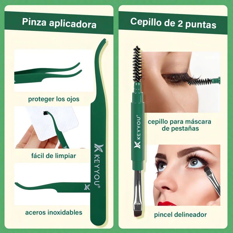 Extensiones De Pestañas Kit 144pcs Mixta Gruesa Chloe Laurel Espesor