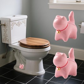 Ceramic Toilet Bolt Covers Decorative, Toilet Screw Cover Caps, Toilet Bolt Caps, Cute Toilet Screw Cover Caps, Set of 2 Toilet Floor Screw Cover Caps, Bathroom Decor (Pink cat)