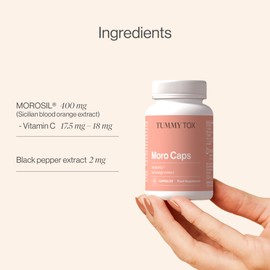 Morosil Capsules 400 mg, with Vitamin C Antioxidant and Black Pepper for Better Absorption, 60 Capsules, 1 per Day, Moro Caps by Tummy Tox
