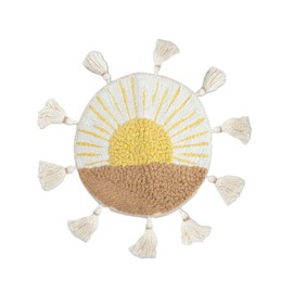 Crane Baby Pillow, Decorative Round Pillow for Nursery and Toddler Rooms, Sunshine, 12" x 12"