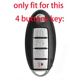 Silicone Rubber Key Fob Cover Compatible with 2007-2019 Nissan 350Z 370Z Altima Armada GT-R Maxima Murano Pathfinder Rogue Select Sentra Titan Versa Note Xterra (Rubber, Black+Black with red)