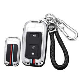 ontto Keyless Entry Smart Remote Key Fob Case Metal Car Key Cover Fit for Toyota Tundra, Black