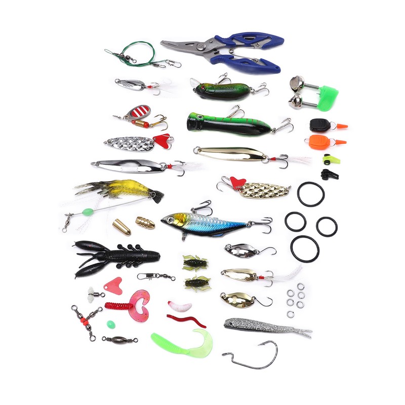106pc Multifunctional Fishing Tackle Kit Metal Spoon Fishing Mixed Hard
