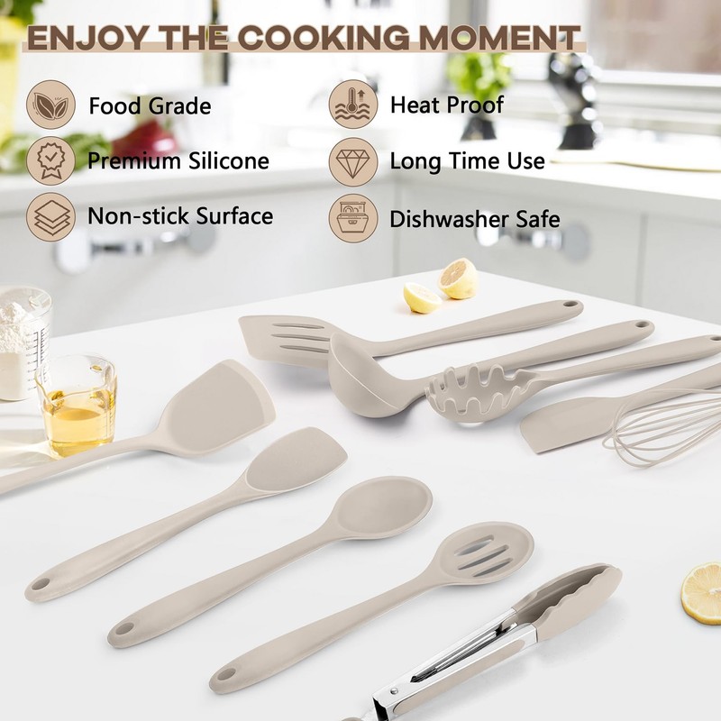 TeamFar Kitchen Cooking Utensils, 10 pcs Silicone Cooking Utensils Set,