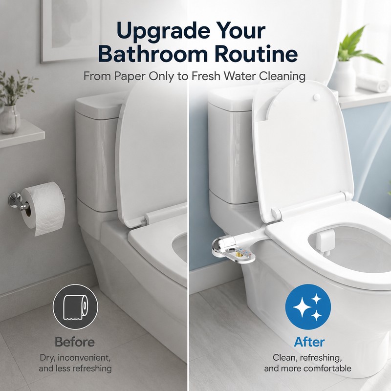 Non-Electric Bidet Attachment for Toilet Seats – Adjustable Fresh Water