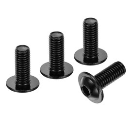 sourcing map 20Pcs M8-1.25x20mm Flanged Button Head Socket Cap Screws, 304 Stainless Steel Socket Drive Fasteners Bolts, Fully Thread Machine Screws, Black