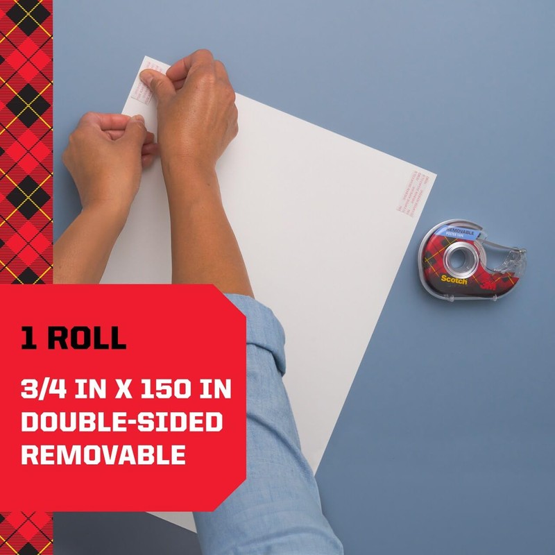 Scotch-Mount Removable Poster Tape, 3/4" x 150" (12.5 ft), Clear,