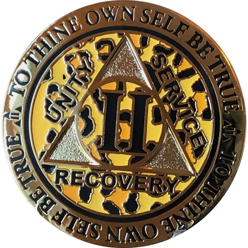 RecoveryChip 2 Year AA Medallion Reflex Leopard Gold Plated Animal
