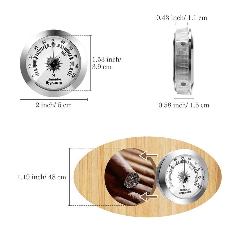Frienda 2 Pcs Hydrometer 2 Inch Humidity Meter Cigar Humidor