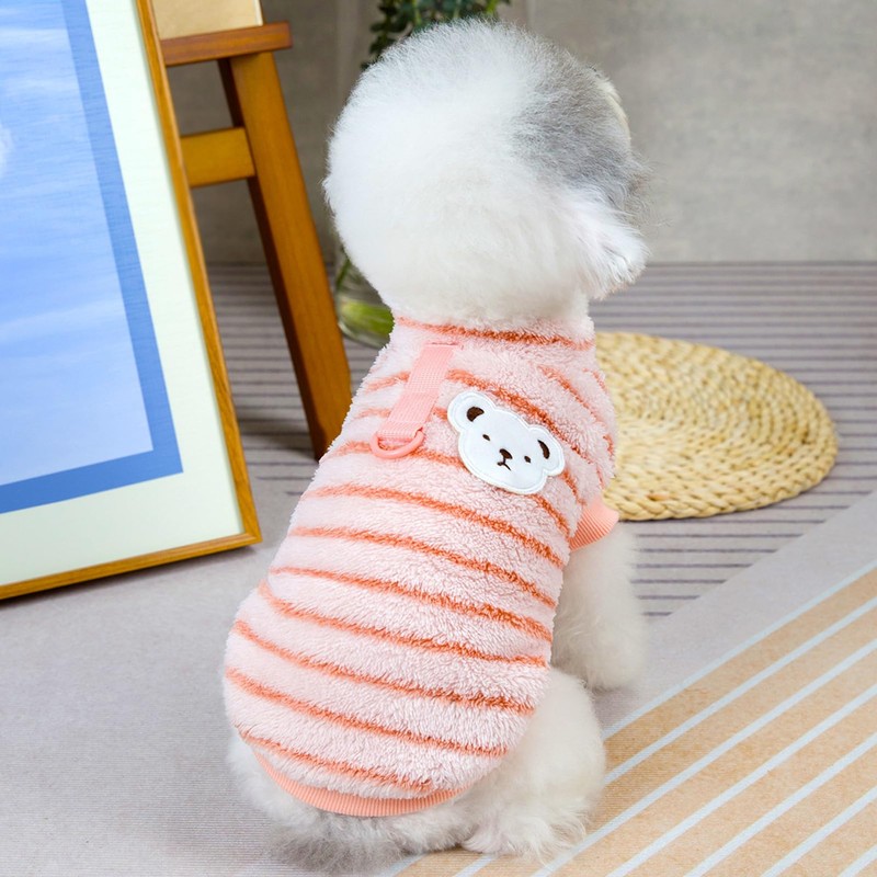 JOUHOI Pet Pullover Dog Sweater Striped Winter Puppy Clothes for