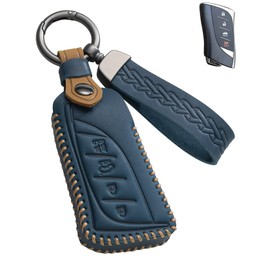 YINEOR for Lexus Key Fob Cover Leather Car Key Case Keychain Fob Holder Compatible for Lexus ES350 ES300h UX200 UX250h LS500 LS500H LC500 LC500h GX460 RX350h 2018-2024 (Blue)