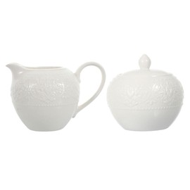 HEMOTON Ceramic Sugar and Creamer Set for Coffee and Tea, Cream Pitcher and Sugar Bowl with Lid, Cream Jug Sugar Jar, Coffee Serving Set, 2 Piece Milk Jug and Sugar Pot Set