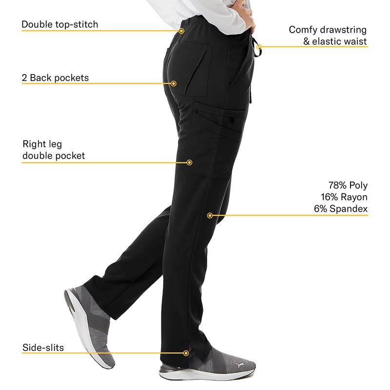 SPECTRUM UNIFORMS Wynd Women's Scrub Pant Cargo Pant Elastic Waist