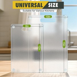 Tempered Glass Cutting Board for Kitchen Counter, 2PCS Frosted Glass Cutting Board with Handle, Non-Toxic, Dishwasher-Safe, Scratch Resistant, Easy to Clean (15"x10"&12"x8" 2pcs)