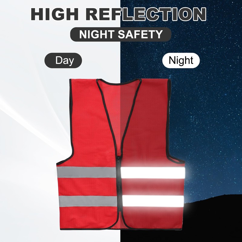 PATIKIL High Visibility Reflective Mesh Safety Vest, Class 2 Construction