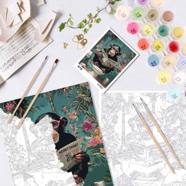 Qiukoo Paint by Numbers Adults - Funny Monkey Motif on Toilet, 40 x 50 cm Without Frame - DIY Painting Set for Adults & Beginners, Relaxing Craft Set with Number Field, Gift & Decoration