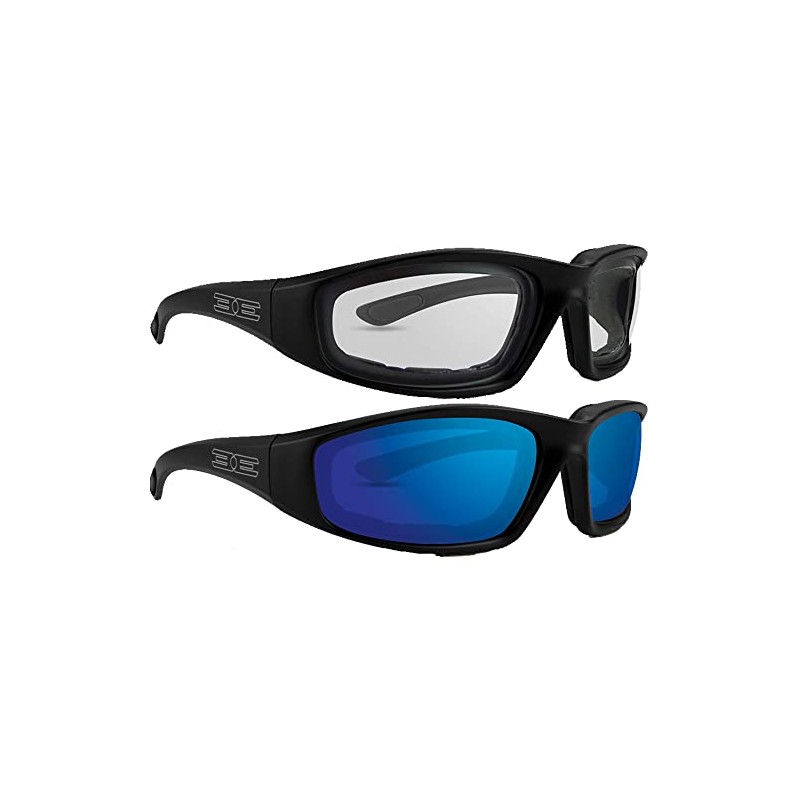 Epoch Eyewear Foam Padded Motorcycle Sunglasses 2 Pair Black Frames