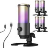 Fujirec USB Condenser Microphone, 5-Pack Gaming Microphone, RGB Unidirectional with