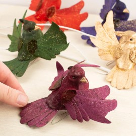 Factory Direct Craft Pack of 12 Assorted Colored Flying Artificial 3-1/2" Cardinals with Gold Glitter