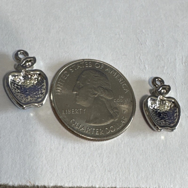 Unbranded Silver Metal Alloy 17mm Enameled Apple Charms Set Of