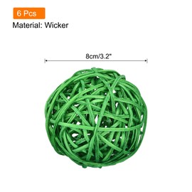 MECCANIXITY 6 Pcs Wicker Rattan Balls 3.2 Inch Rattan Decorative Balls Vase Fillers for Wedding Party Centerpiece Bowls Home Decoration Grass Green