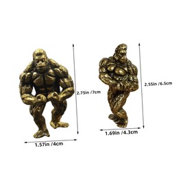iplusmile 2Pcs Unique Copper Gorilla Figurines Miniature Animal Statues for Home and Office Decor for Living Room Desktop and Bookshelf Copper Craftsmanship