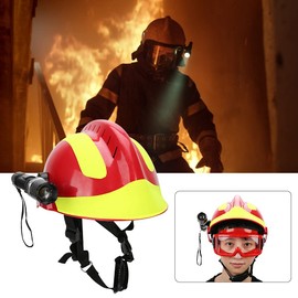 Emergency Helmet,Fire Helmet,Closed Headlights and Goggles,Outdoor Running Foot,Camping Equipment,Safety Safety Helmet,High Temperature Blocking