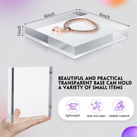 RattanView 8 Pcs 6 x 6 x 1 Inches Acrylic Display Block Clear Polished Acrylic Cubes Stand for Jewelry Display Showcase